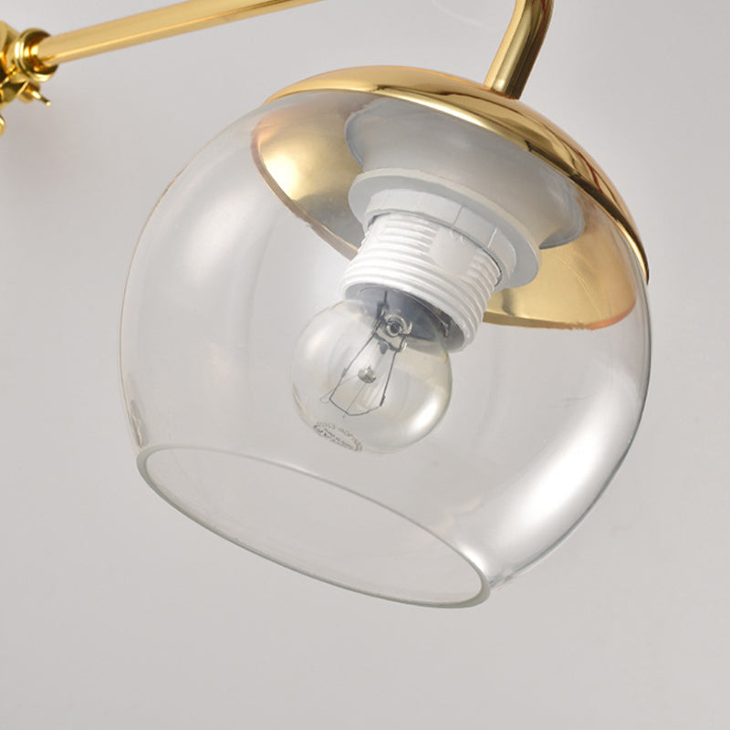 Contemporary Glass Wall Sconce With Brass Finish Arm - 1 Bulb Bedroom Light