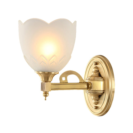 Traditional Wall Sconce With Frosted Glass And Gold Finish