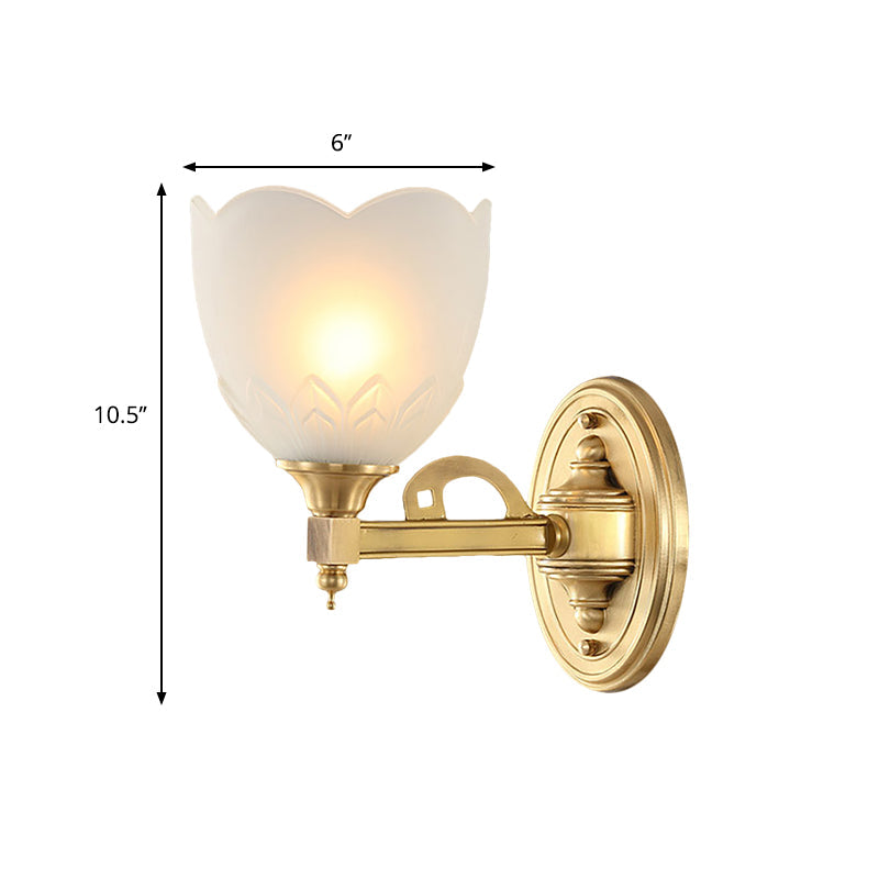 Traditional Wall Sconce With Frosted Glass And Gold Finish