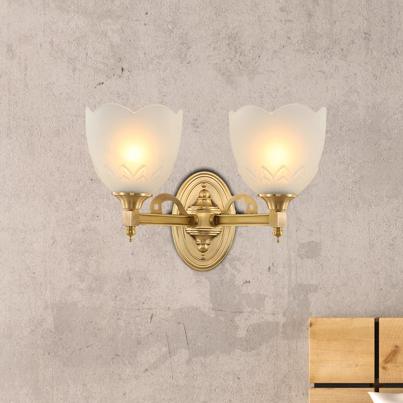 Traditional Wall Sconce With Frosted Glass And Gold Finish