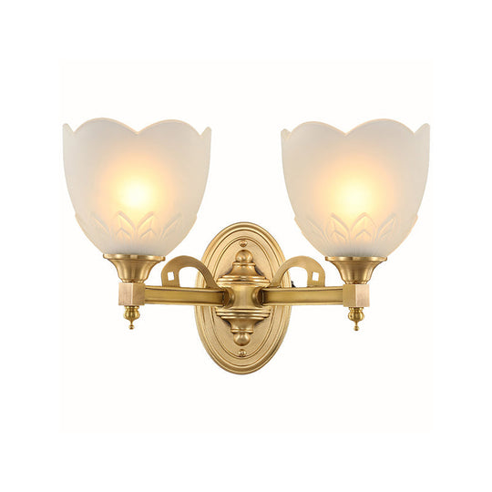 Traditional Wall Sconce With Frosted Glass And Gold Finish