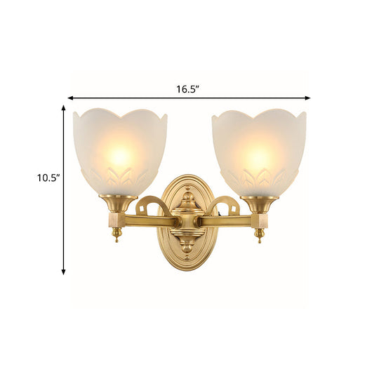 Traditional Wall Sconce With Frosted Glass And Gold Finish