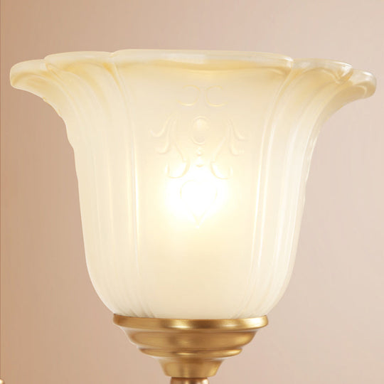 Classic Metal Sconce Light With Opal Glass Petal Shade - Perfect For Bedroom Walls