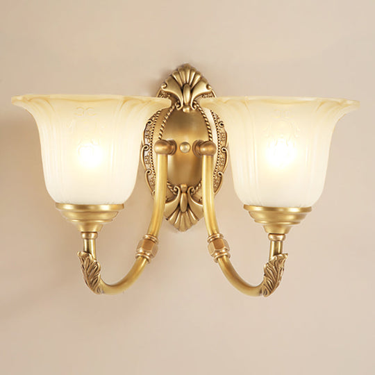 Classic Metal Sconce Light With Opal Glass Petal Shade - Perfect For Bedroom Walls 2 / Gold