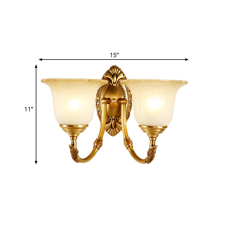 Classic Metal Sconce Light With Opal Glass Petal Shade - Perfect For Bedroom Walls