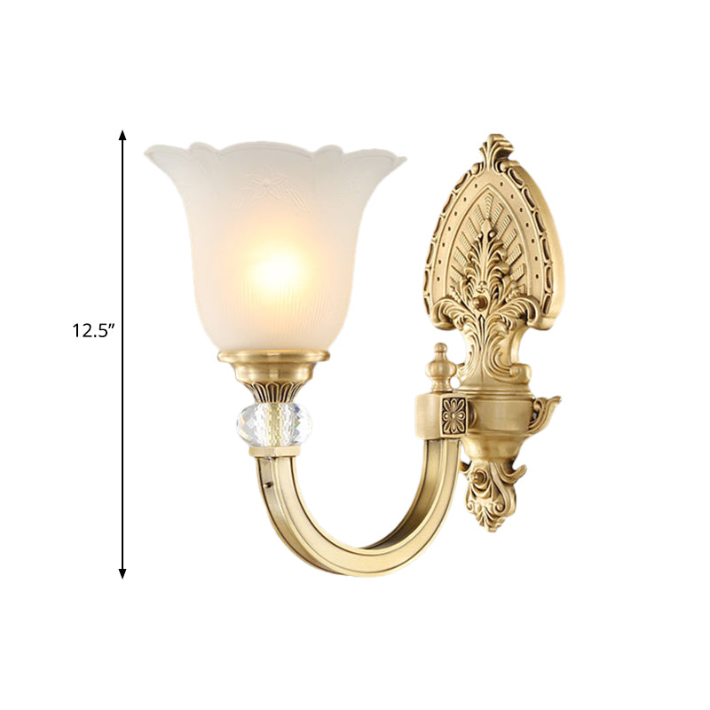 Frosted Glass Wall Sconce With Vintage Style & Golden Backplate