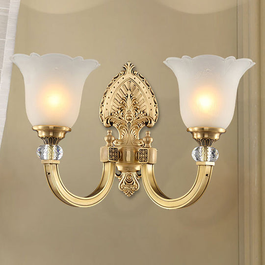 Frosted Glass Wall Sconce With Vintage Style & Golden Backplate 2 / Gold