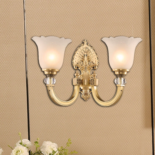 Frosted Glass Wall Sconce With Vintage Style & Golden Backplate