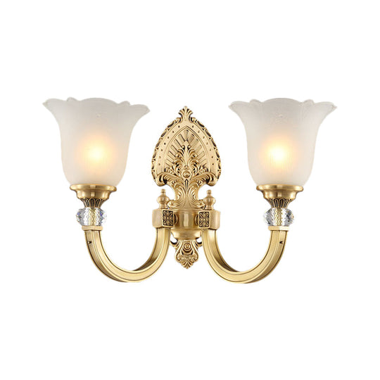 Frosted Glass Wall Sconce With Vintage Style & Golden Backplate