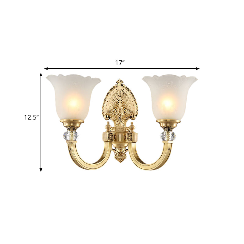 Frosted Glass Wall Sconce With Vintage Style & Golden Backplate