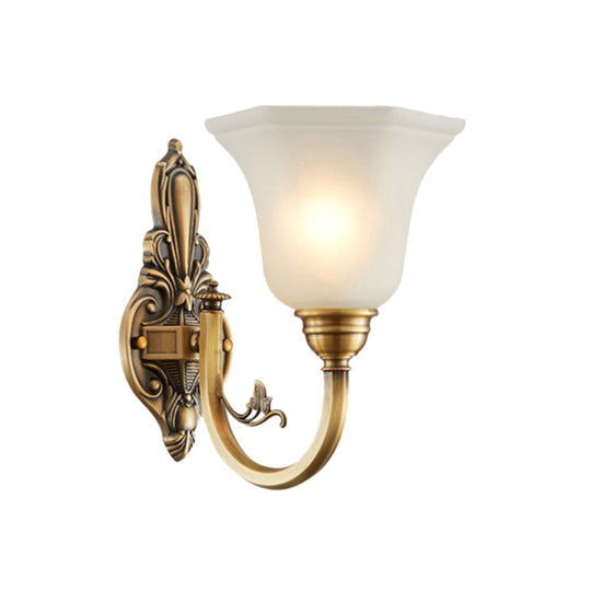 Vintage Wall Sconce Lamp With White Glass Shade & Brass Metallic Finish