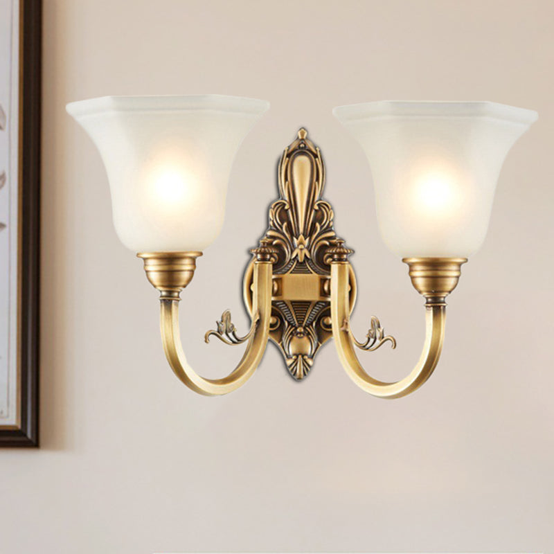 Vintage Wall Sconce Lamp With White Glass Shade & Brass Metallic Finish 2 /