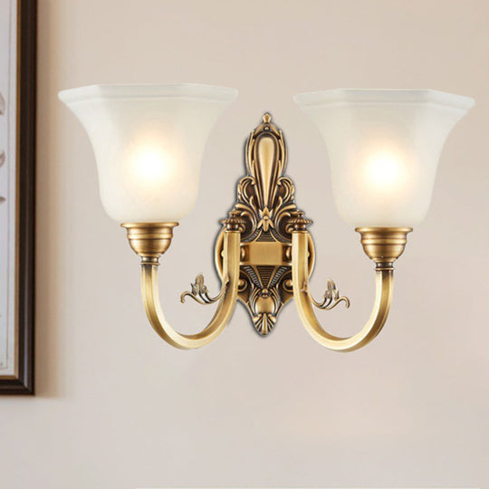 Vintage Wall Sconce Lamp With White Glass Shade & Brass Metallic Finish 2 /