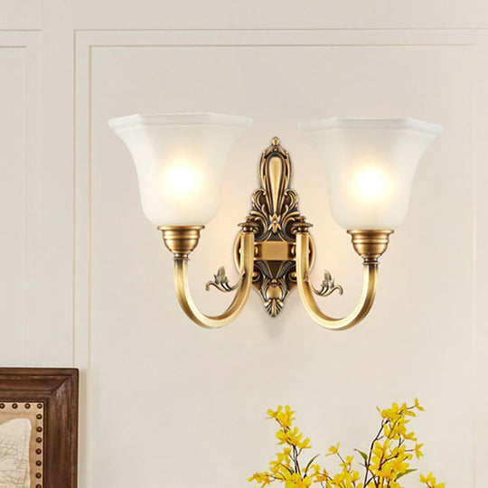 Vintage Wall Sconce Lamp With White Glass Shade & Brass Metallic Finish