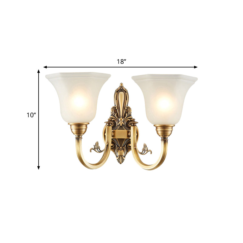 Vintage Wall Sconce Lamp With White Glass Shade & Brass Metallic Finish