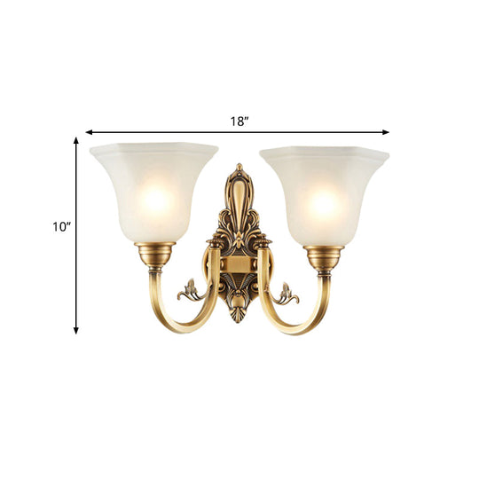 Vintage Wall Sconce Lamp With White Glass Shade & Brass Metallic Finish