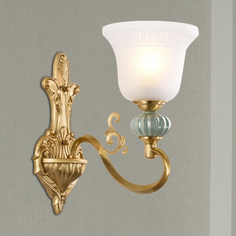 Stylish Half-Head Wall Sconce With Opal Glass Bell Shade - Ideal For Modern Living Rooms