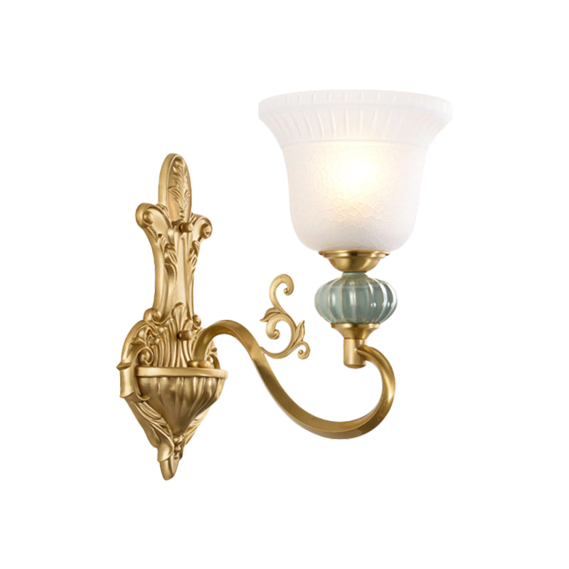 Stylish Half-Head Wall Sconce With Opal Glass Bell Shade - Ideal For Modern Living Rooms