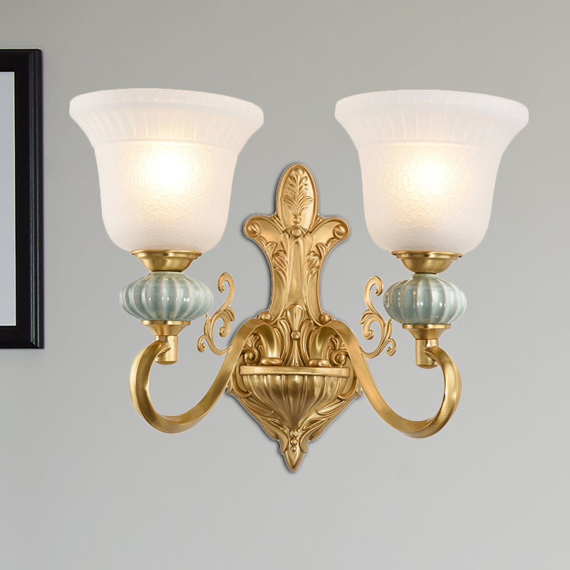 Stylish Half-Head Wall Sconce With Opal Glass Bell Shade - Ideal For Modern Living Rooms 2 / Gold