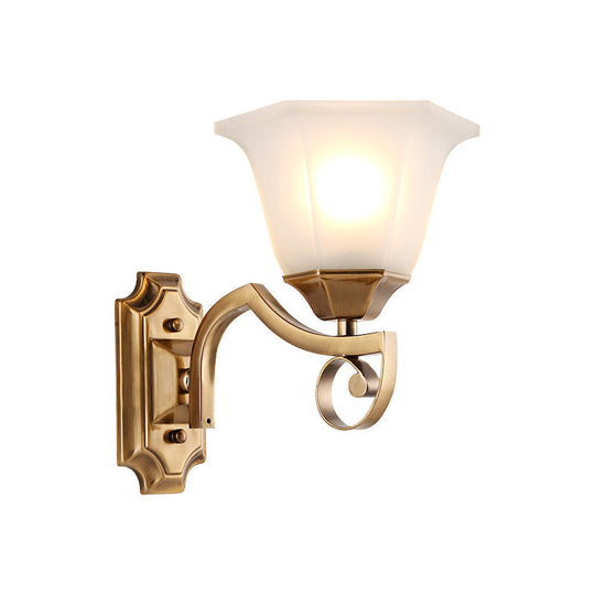 Modern Floral Corridor Wall Sconce With Opal Glass And Gold Metallic Finish