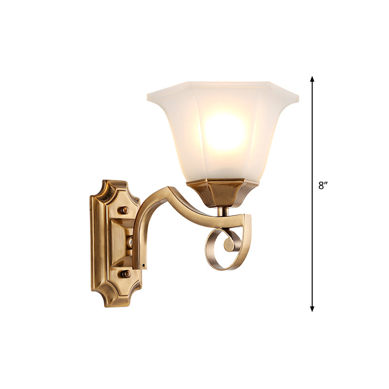 Modern Floral Corridor Wall Sconce With Opal Glass And Gold Metallic Finish