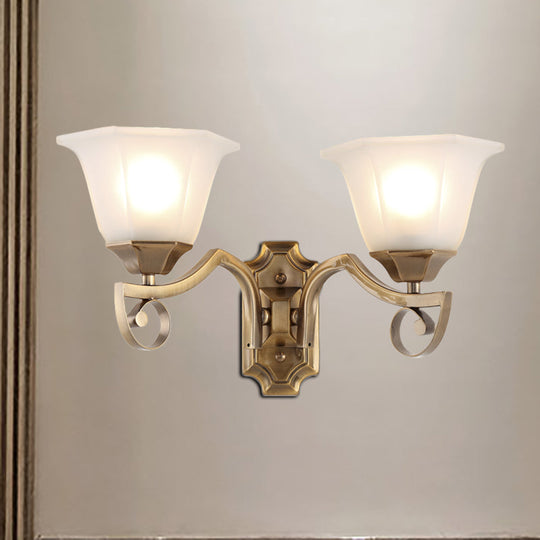 Modern Floral Corridor Wall Sconce With Opal Glass And Gold Metallic Finish 2 /