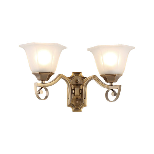 Modern Floral Corridor Wall Sconce With Opal Glass And Gold Metallic Finish