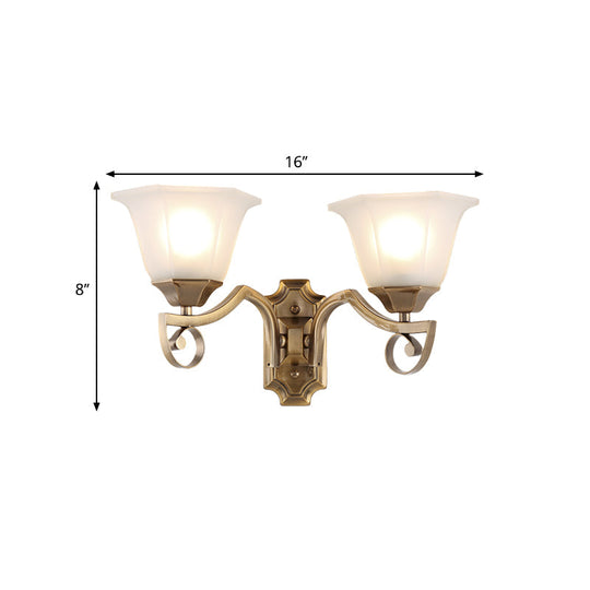 Modern Floral Corridor Wall Sconce With Opal Glass And Gold Metallic Finish