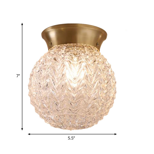 Brass Colonial Water Glass Ceiling Light Fixture - Bedroom Flush Mount