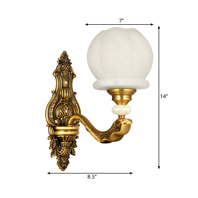 Vintage Cream Glass Wall Sconce: Stylish And Elegant 1/2-Bulb Brass Lamp For Living Room