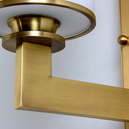 Modern Cylinder Wall Lamp 1/2-Head Frosted Glass Fixture In Brass For Living Room - Modernism Style