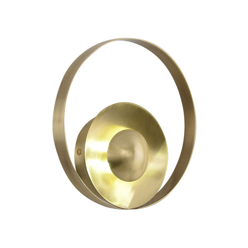 Gold Metal Wall Sconce: Circular Colony Light Fixture For Living Room