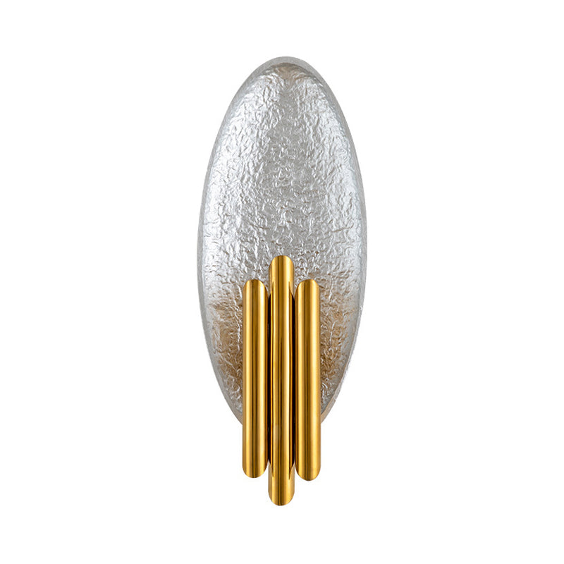 Minimalist Metallic 2-Light Flush Wall Sconce - Silver/Gold Convex Oval Light Fixture