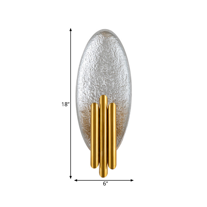 Minimalist Metallic 2-Light Flush Wall Sconce - Silver/Gold Convex Oval Light Fixture