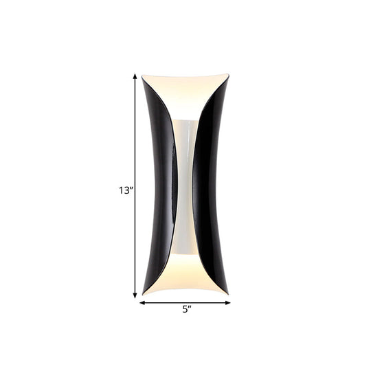 Modernist Metal Wall Lamp Sconce Curved 2-Light Fixture In Metallic Black/White Height Options: