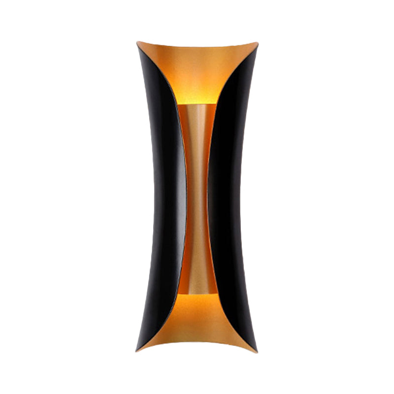 Modern Curl Sconce Light - 13/21/30 Height 2-Light Metallic Indoor Wall Lighting In Black