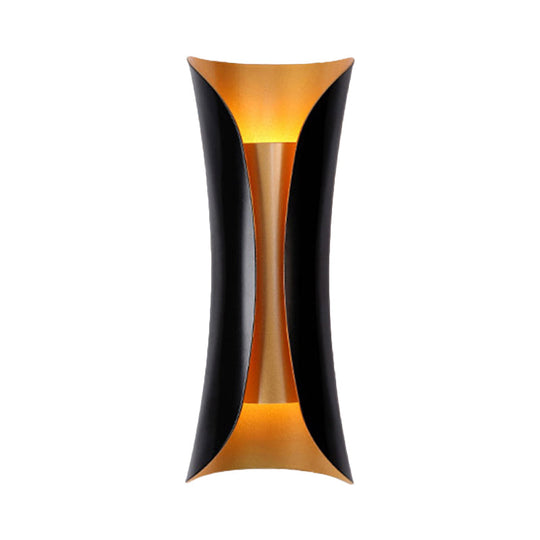 Modern Curl Sconce Light - 13/21/30 Height 2-Light Metallic Indoor Wall Lighting In Black