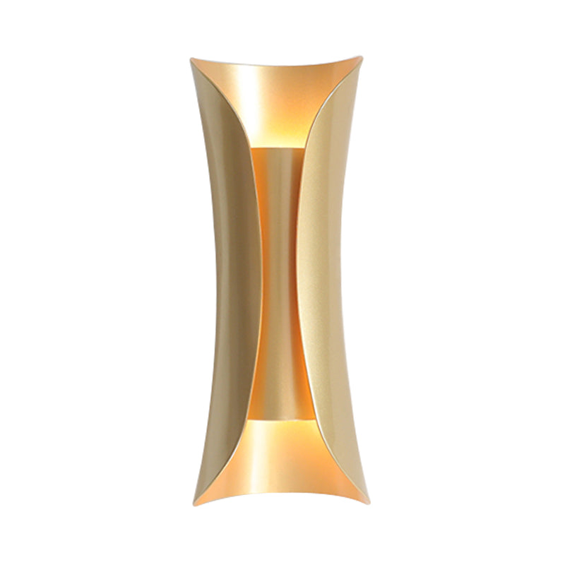 Simplicity Curled Metal Wall Mount Sconce With Dual Heads 13/21/30 H Brass/Gold/Natural Wood Finish