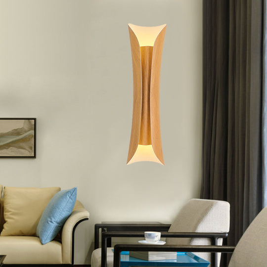 Simplicity Curled Metal Wall Mount Sconce With Dual Heads 13/21/30 H Brass/Gold/Natural Wood Finish