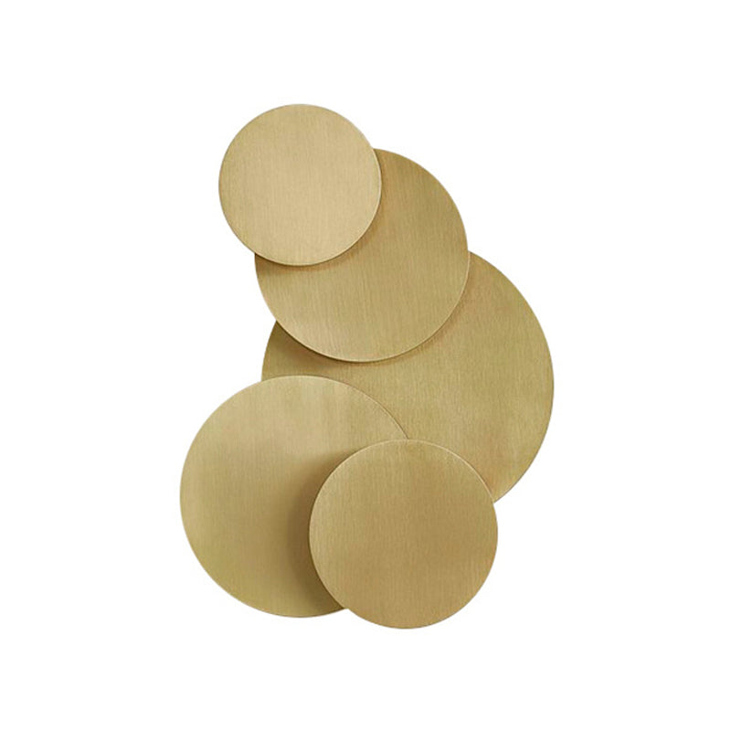 Minimalist Metallic Disc Wall Mount 2-Light Brass Sconce Fixture