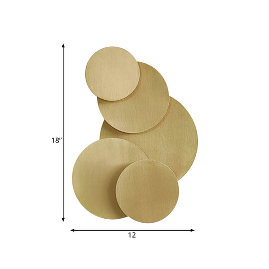 Minimalist Metallic Disc Wall Mount 2-Light Brass Sconce Fixture