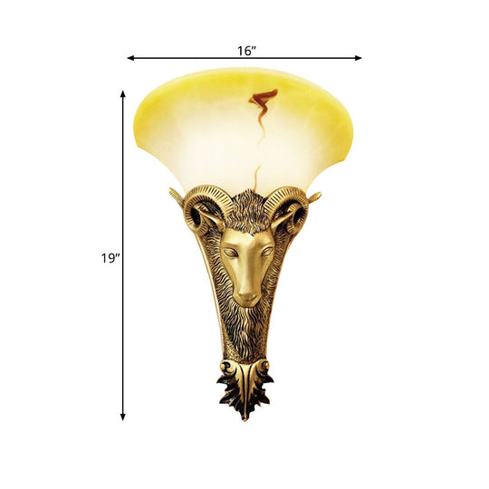 Engraved Goat Wall Sconce - Retro Metallic Lighting Fixture