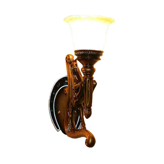 Vintage Style Dark Brown Steed Wall Mount Lamp - Resin Sconce Light Fixture