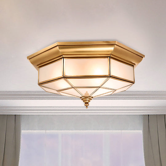 Colonial Brass Ceiling Light with Prismatic Milky Glass - 4/6 Bulbs - Ideal for Living Rooms - 17" or 23.5" Width