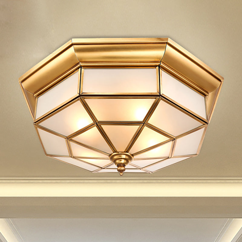 Colonial Brass Ceiling Light with Prismatic Milky Glass - 4/6 Bulbs - Ideal for Living Rooms - 17" or 23.5" Width