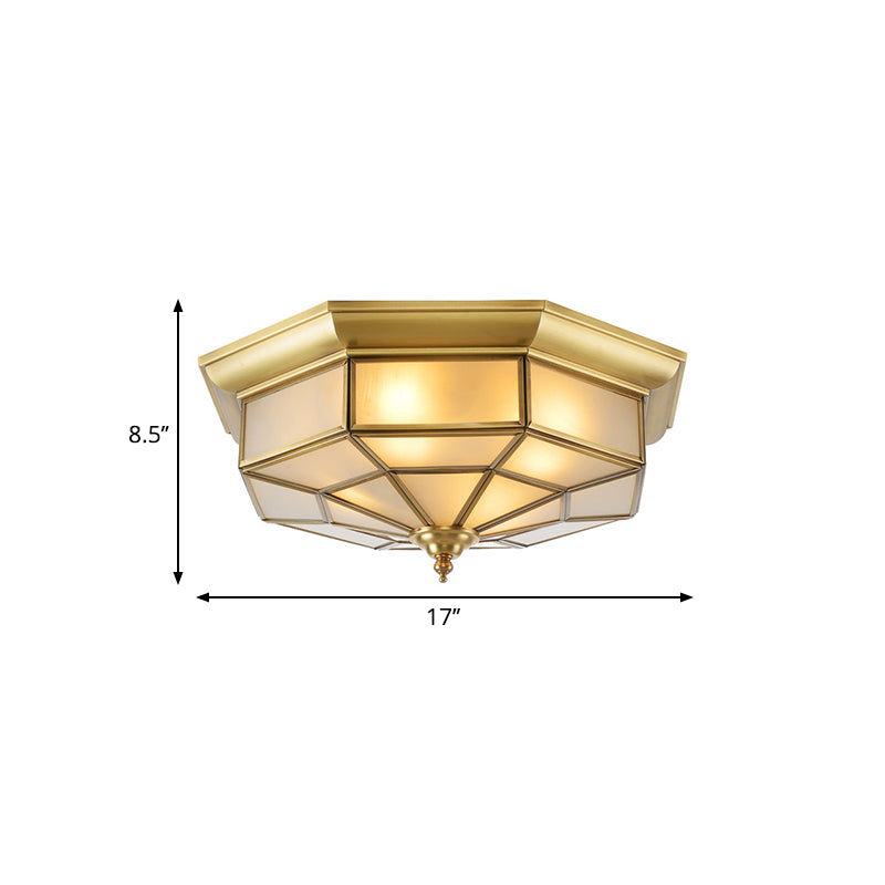 Colonial Brass Ceiling Light with Prismatic Milky Glass - 4/6 Bulbs - Ideal for Living Rooms - 17" or 23.5" Width