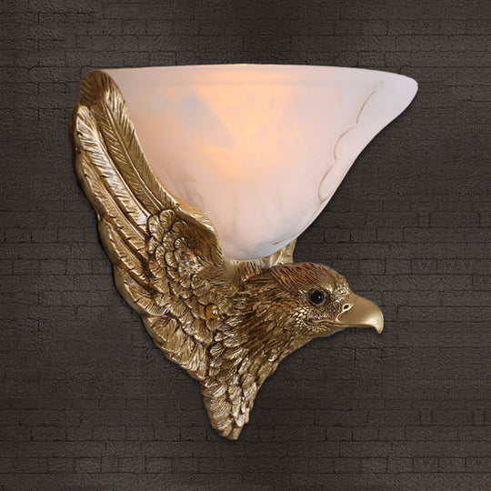 Antiqued Gold Eagle Wall Sconce - 1-Light Flush Mount Light