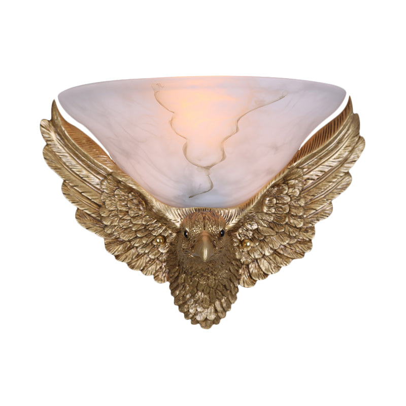 Antiqued Gold Eagle Wall Sconce - 1-Light Flush Mount Light