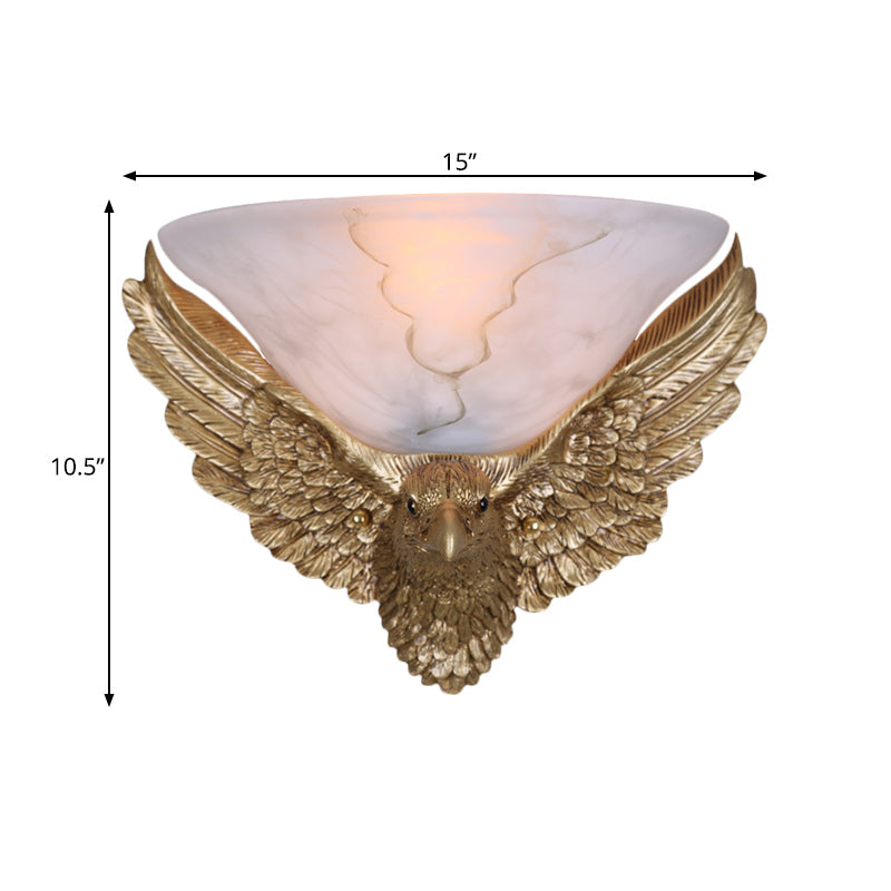 Antiqued Gold Eagle Wall Sconce - 1-Light Flush Mount Light