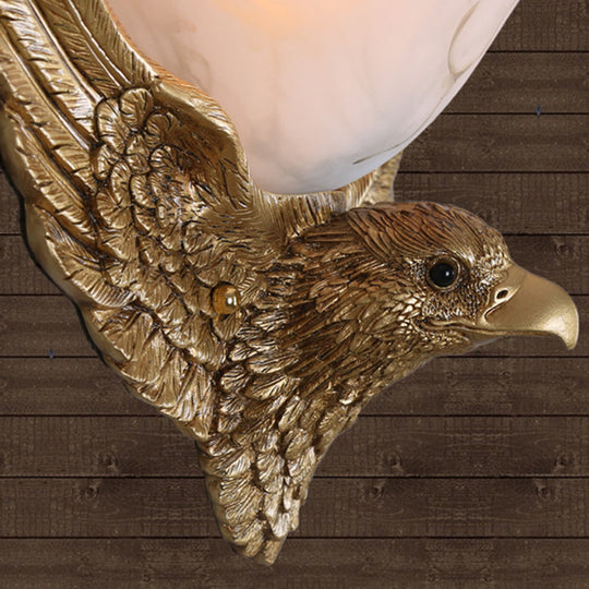 Antiqued Gold Eagle Wall Sconce - 1-Light Flush Mount Light